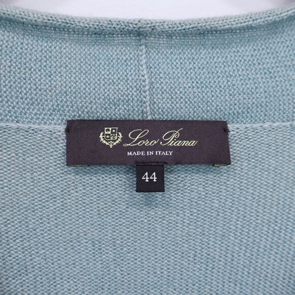 Loro Piana 100% Cashmere V-Neck Long Sleeve Sweater In Turquoise Size 44 Italy - Picture 7 of 9